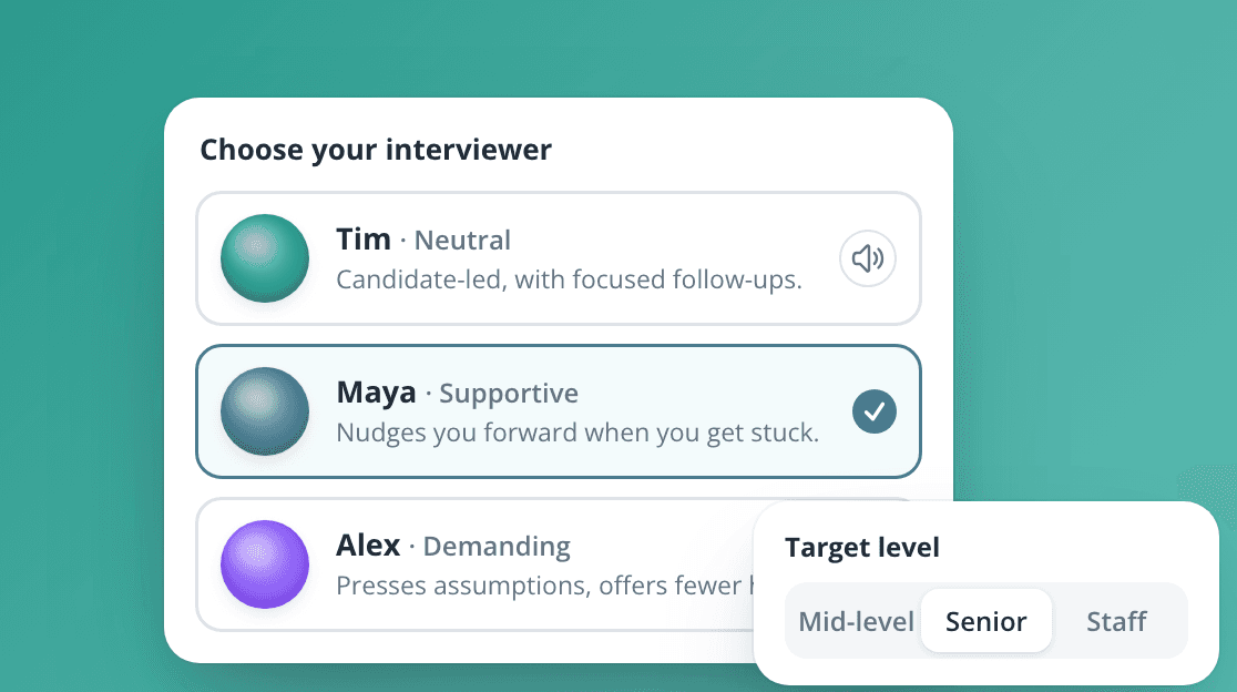 Choose your interviewer and level