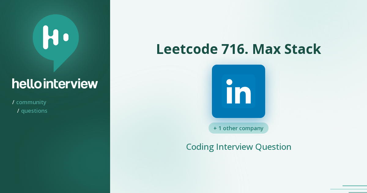 Leetcode 716. Max Stack | Hello Interview